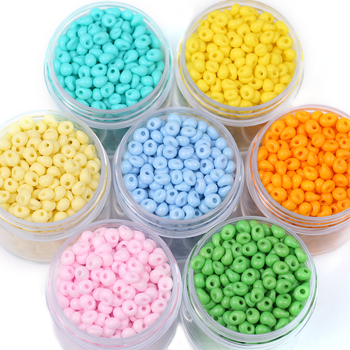 51pcs Colorful Glass Medium-Hole Waterdrop Beads for DIY Jewelry Making